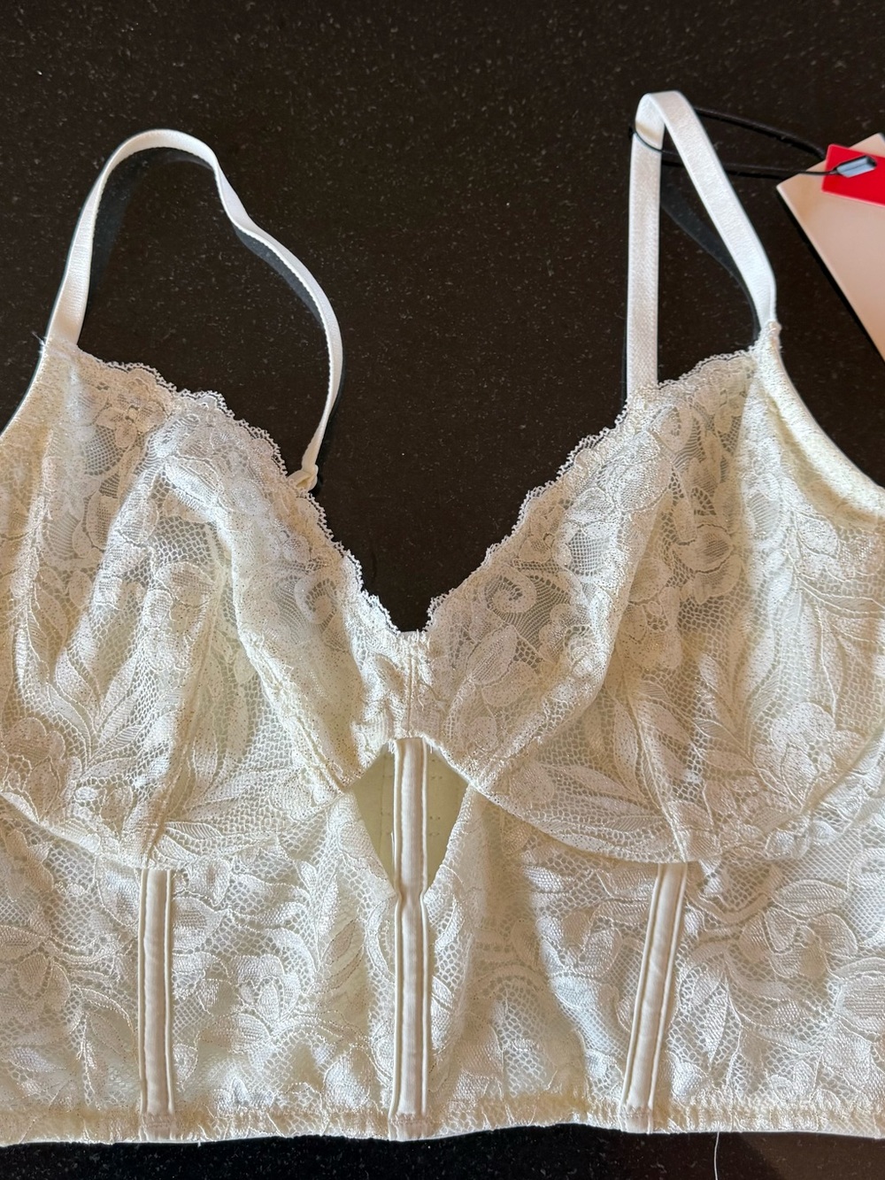 Elegant Lace Longline Bralette in Ivory